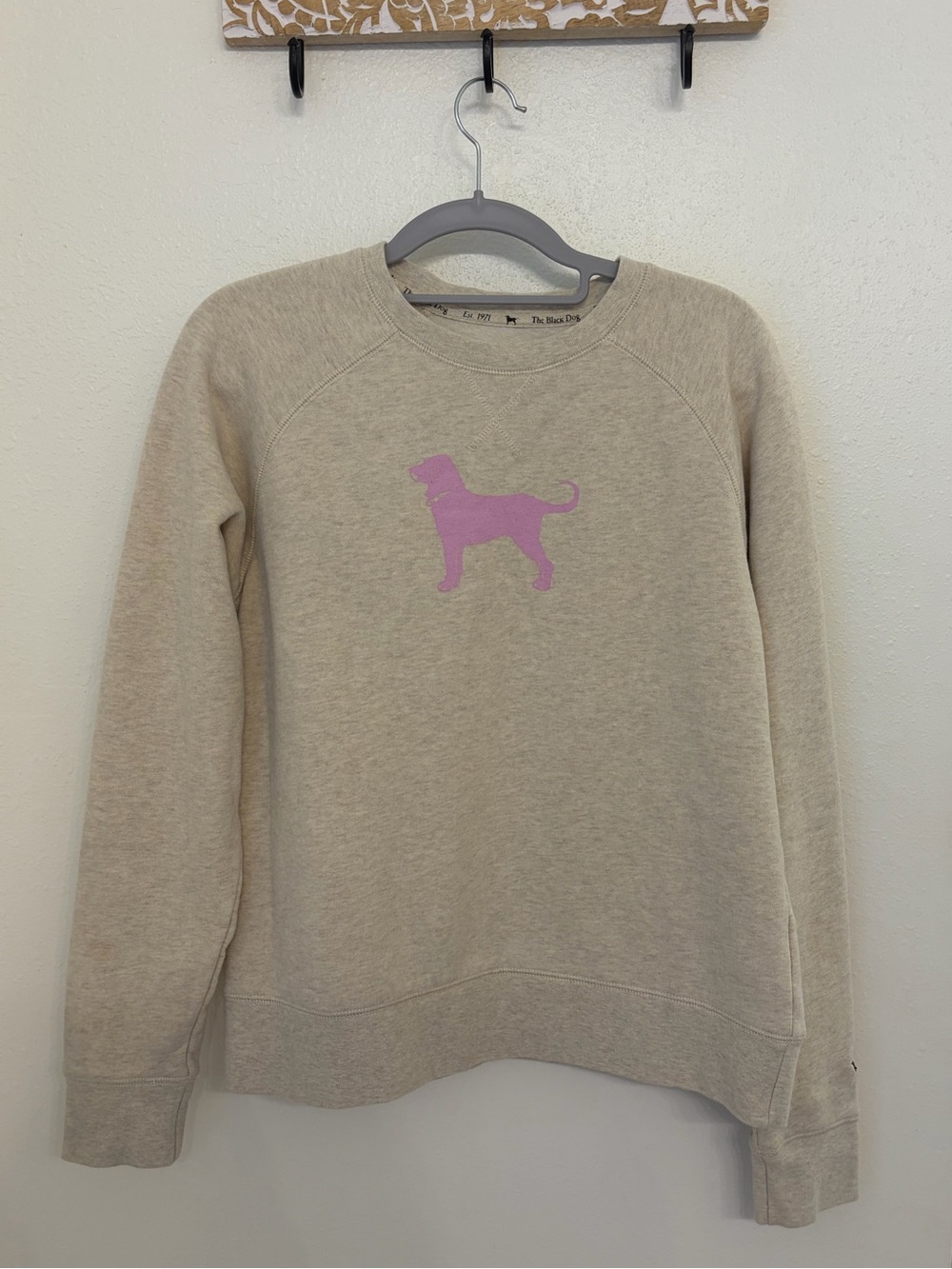 The Black Dog Classic Raglan Crewneck Sweatshirt - Heather Oatmeal - Size XS